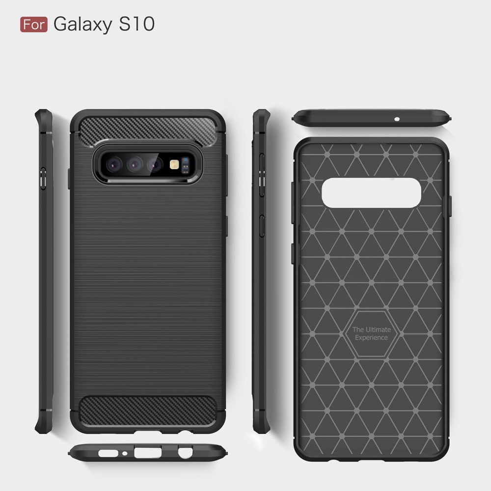 Samsung Galaxy S10 (G973F) Carbon Fiber TPU Case - Black | Telefona Maciņš Vāciņš Apvalks Bampers (1)