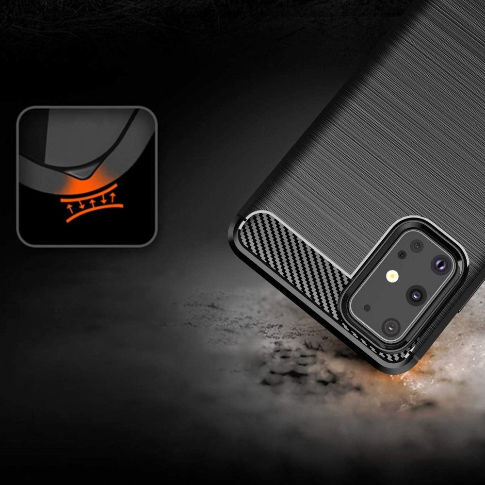Samsung Galaxy S20+ Plus Carbon Fiber Brushed TPU Gel Case Bumper Cover, black - vāks bamperis (4)