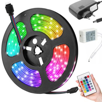 LED lente gaisma SMD 5050 RGB ar tālvadības pulti, 5m | LED Light Strip with Remote Control