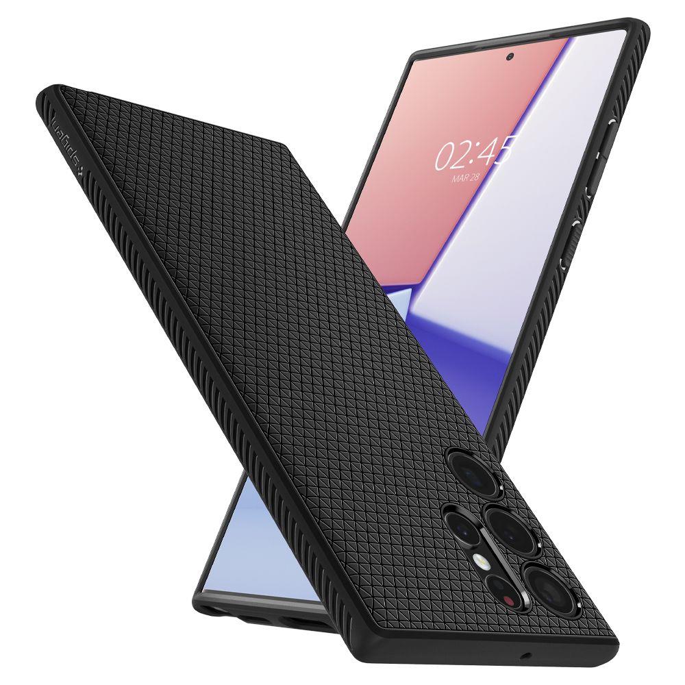 Samsung Galaxy S22 Ultra 5G (SM-S908) Spigen Liquid Air TPU Case Cover, Black | Telefona Vāks Maks Apvalks Bampers (1)