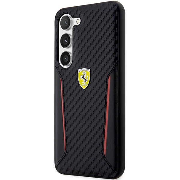 Ferrari Samsung Galaxy S23+ vāciņš Carbon Contrast Edges Melns (0)
