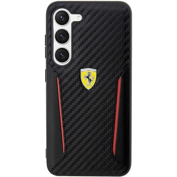 Ferrari Samsung Galaxy S23+ vāciņš Carbon Contrast Edges Melns (1)
