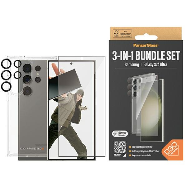 PanzerGlass komplekts 3v1 Caurspīdīgs korpuss + plēve kameras aizsargplēve priekš Samsung Galaxy S24 Ultra |...
