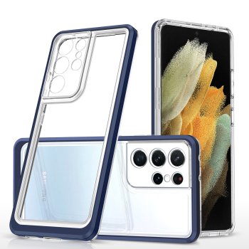 Samsung Galaxy S23 Ultra (SM-S918) Clear 3in1 Frame Gel Cover Case, Blue | Telefona Vāciņš Maciņš Apvalks Bampers