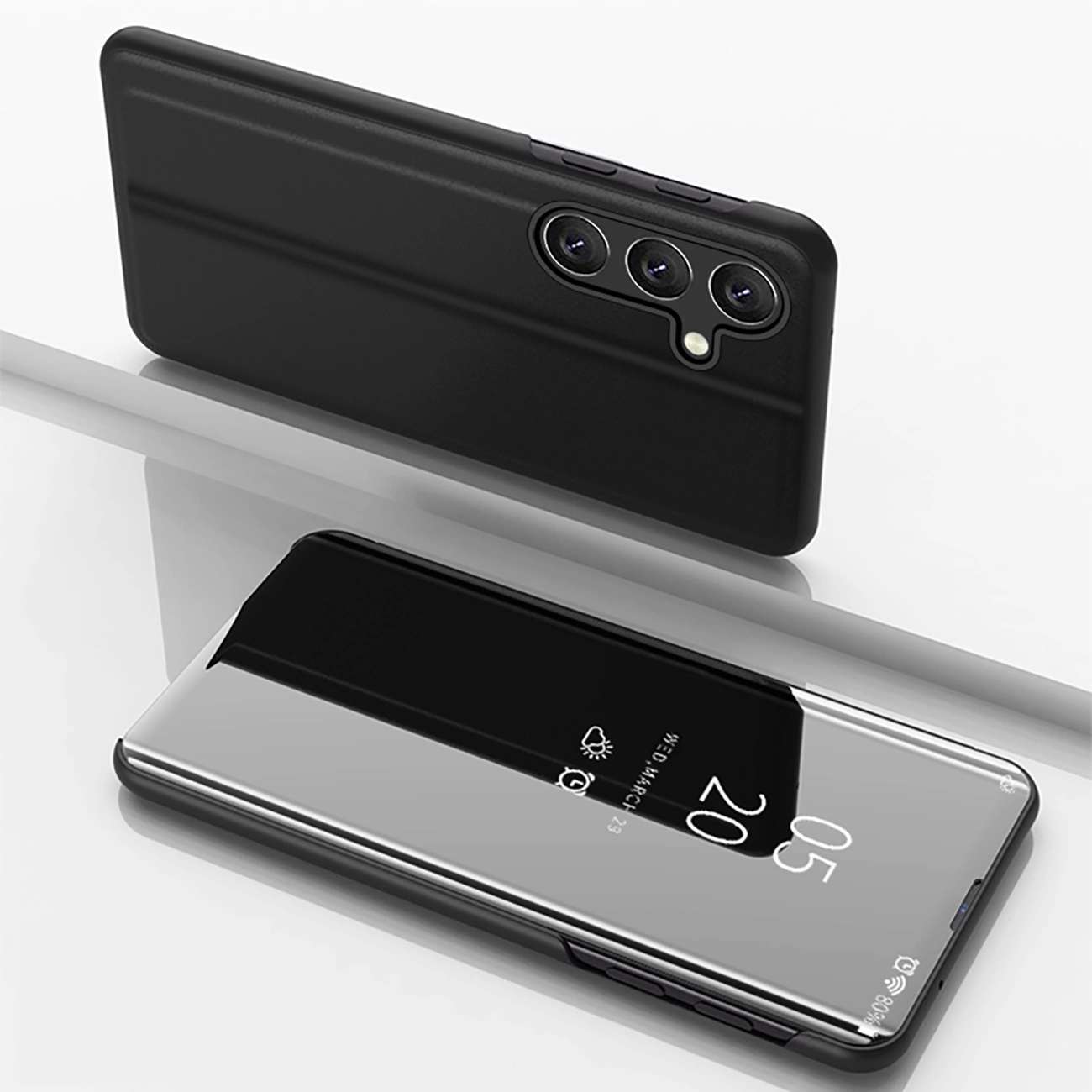 Caurspīdīgs telefona vāciņš ar flipu Samsung Galaxy S24 FE vāciņam - melns | Clear View Case for Cover with Flip...