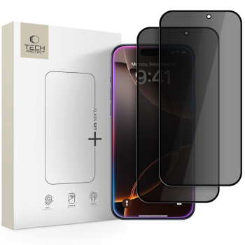 Apple iPhone 16 Pro / 17 / 17 Pro 6.3'' Tech-Protect Glass Spy+ Privacy Tempered Glass 2x | Privātais Ekrāna Aizsargstikls 2 gab.