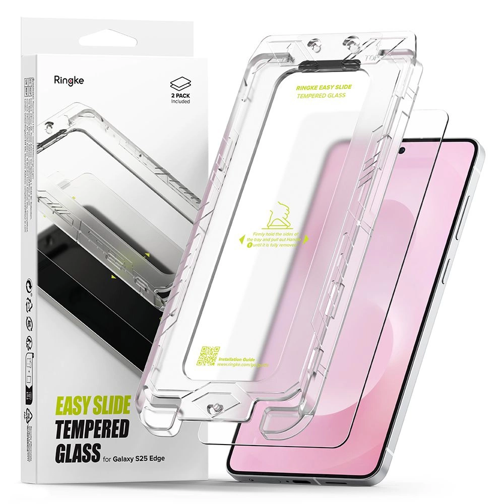Ringke Easy Slide 2 gab. rūdītā stikla aizsargplēve Samsung Galaxy S25 Edge - caurspīdīga | 2-Pack Tempered Glass Transparent