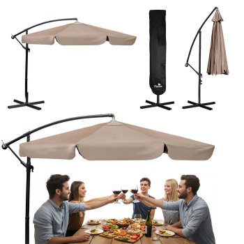 Plonos Saliekams Dārza Saulessargs, Lietussargs, 350 cm, Bēša