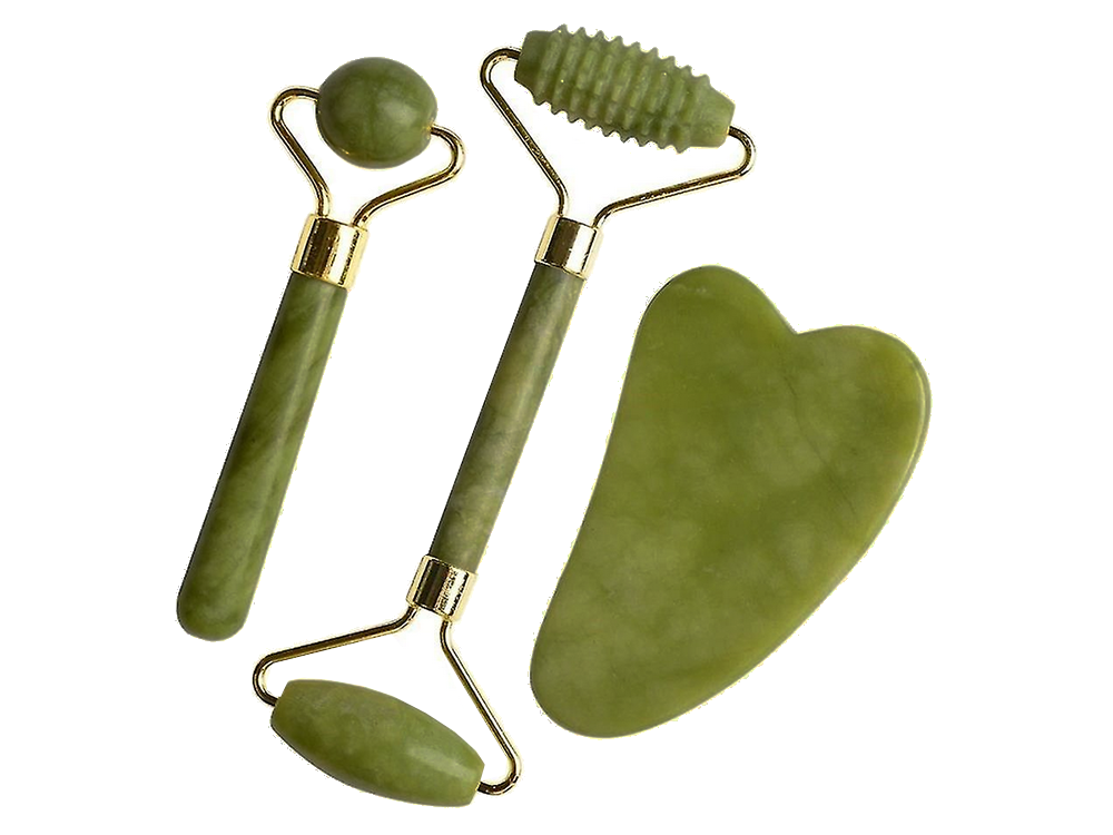 Nefrīta Sejas Rullīšu un Gua Sha Komplekts Kakla Dekoltē Zonas Masieris | Set of Jade Rollers for Face and Neck... (4)