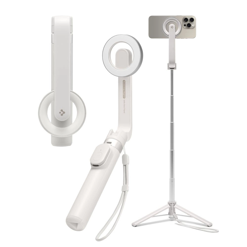 Pašportretu nūja Spigen S571W MagSafe Bluetooth ar statīvu - bēšs | Selfie stick with tripod beige