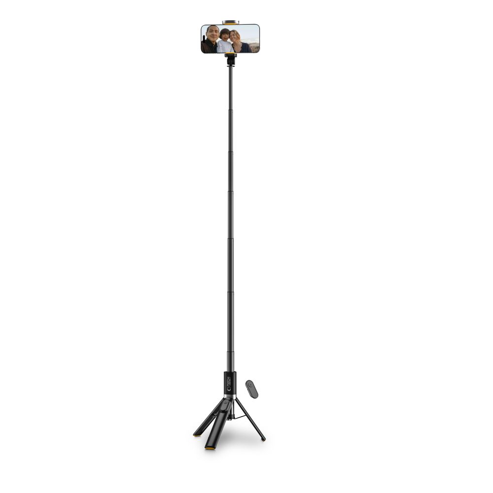 Tech-Protect L08S Bluetooth pašbildei paredzēts statīvs ar tālvadības pulti, trijkājis līdz 141 cm – melns (0)