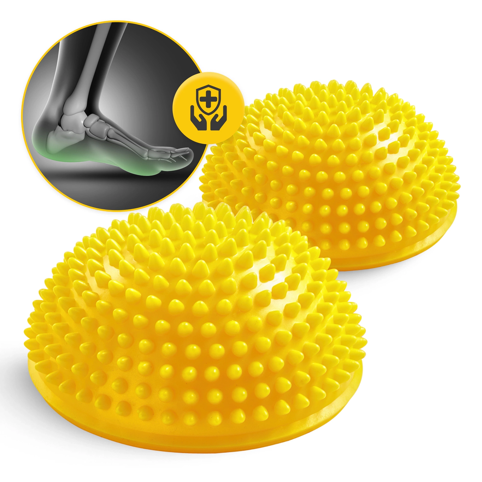 Sensorās balansa puslodes masāžai un rehabilitācijai 16 cm, 2 gab., dzeltenas (2)