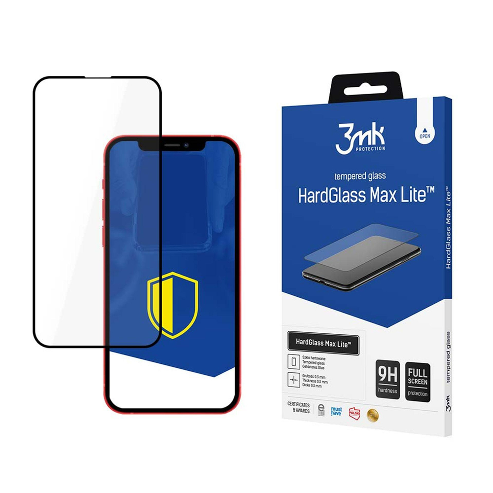 Apple iPhone 13 Pro 6.1'' Telefona Aizsargstikls uz Visu Ekrānu | 3MK HardGlass Max Lite 5D Tempered Glass Screen Protector