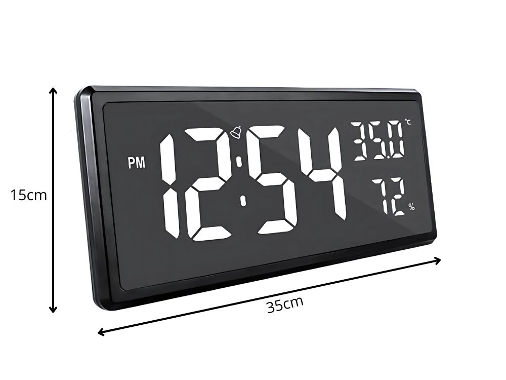 Digitālais LED modinātājs ar temperatūras un mitruma mērītāju, melns (3)
