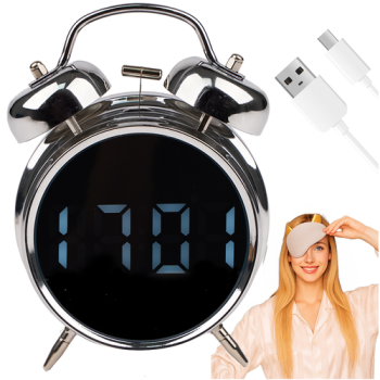 Digitālais LED modinātājs Izoxis 26337 ar balss vadību, sudraba/balts