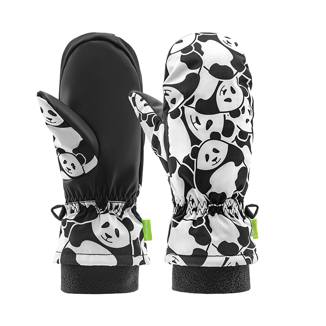 Bērnu slēpošanas cimdi Izmērs S - melns/balts _Qunature Panda Heat Transfer | Children's Ski Gloves Size S -...