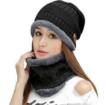 Unisex ziemas komplekts cepure un tuneļšalle, melns