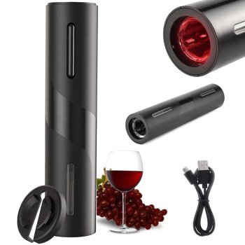 Elektriskais, automātiskais, uzlādējams korķviļķis ar pudeļu folijas griezēju / Vīna aksesuāru, piederumu komplekts | Electric Corkscrew with Foil Cutter