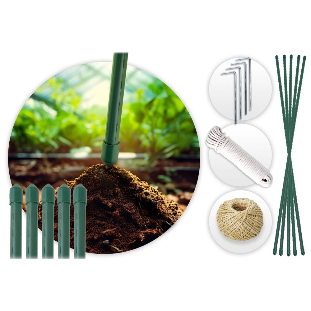 Dārza siltumnīca tunelis 2,5x4m (10m2) Plonos + stieņi augu piesiešanai (3)