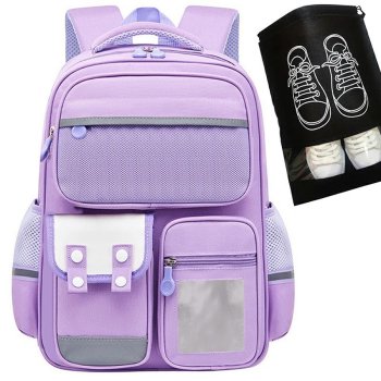 Skolas mugursoma + maiņas apavu soma, Dažādas krāsas | School Backpack