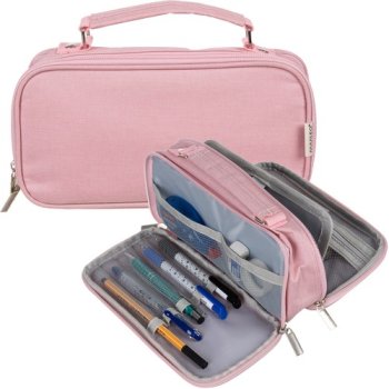 Divu Nodalījumu Atlokāms Skolas Penālis Maaleo 24517, Rozā | Double Extendable Pencil Case