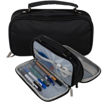 Atlokāms skolas penālis Maaleo 24516, Melns | Double Extendable Pencil Case