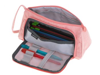 Skolas Dubultais Zīmuļu Rakstīšanas Piederumu Futrālis Penālis Kosmētikas Maciņš, Rozā | School Double Pencil...