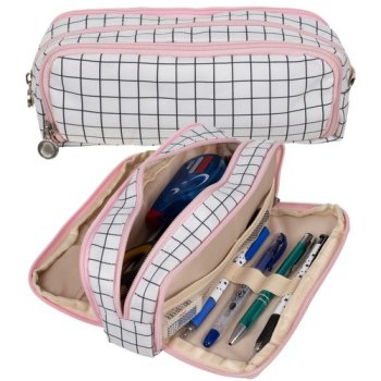 Trīskāršs atlokāms penālis Maaleo 24514, Rūtains | Triple Folding Pencil Case