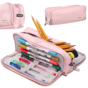 Skolas Zīmuļu Rakstīšanas Piederumu Futrālis Penālis Kosmētikas Maciņš 3-in-1, Rozā | School Pencil Writing...