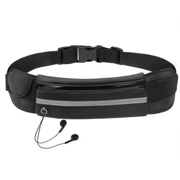 Skriešanas vingrošanas jostas soma telefonam, melna | Running Fitness Belt Waist Bag