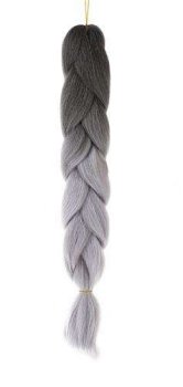 Kanekalons Sintētiskās Ombre Afro Bizes Frizūrām 60cm, Melns-Balts | Synthetic Ombre Afro Braids for Hairstyles