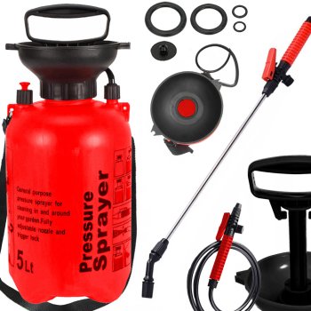 Rokas spiediena dārza smidzinātājs ar garu lance, 5L, siksna, oranžs