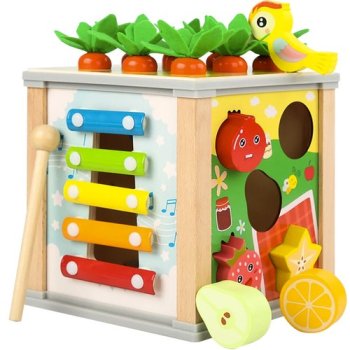 Koka Izglītojošais Kubs - Šķirotājs Kruzzel 22566 | Wooden Educational Cube Sorter