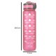 Necaurlaidīga Ūdens Pudele ar Laika Atgādinājuma Marķieri bez BPA, 1L, Rozā | Motivational Water Bottle with Time...
