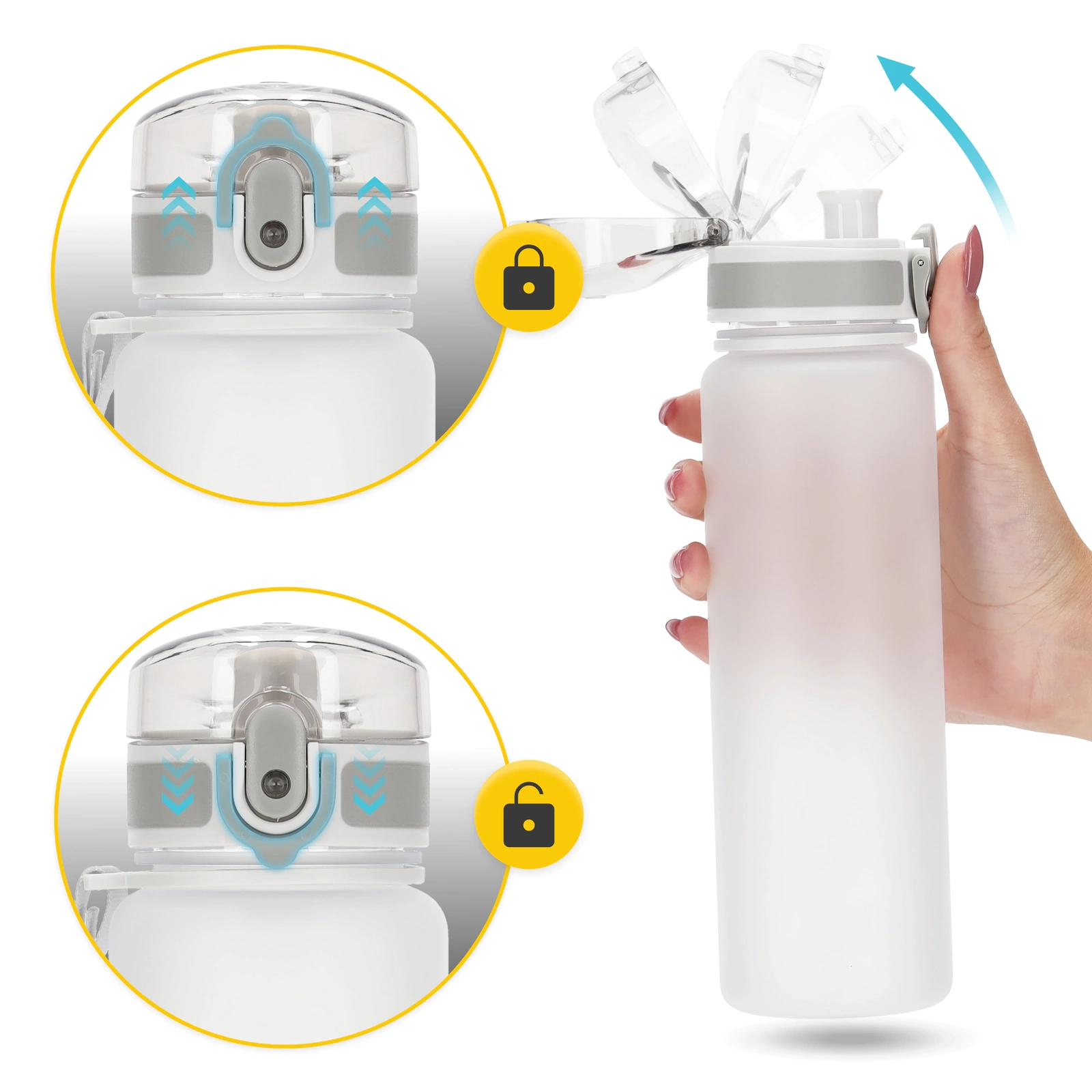 Sporta ūdens pudele 4FIZJO Tritan 650 ml, pelēka (0)