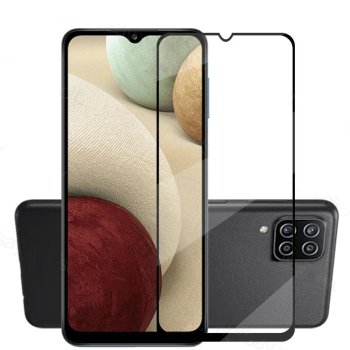 5D Aizsargstikls Samsung Galaxy A12 (SM-A125F/DSN), Melns Pilna Pārklājuma (Tempered Glass)