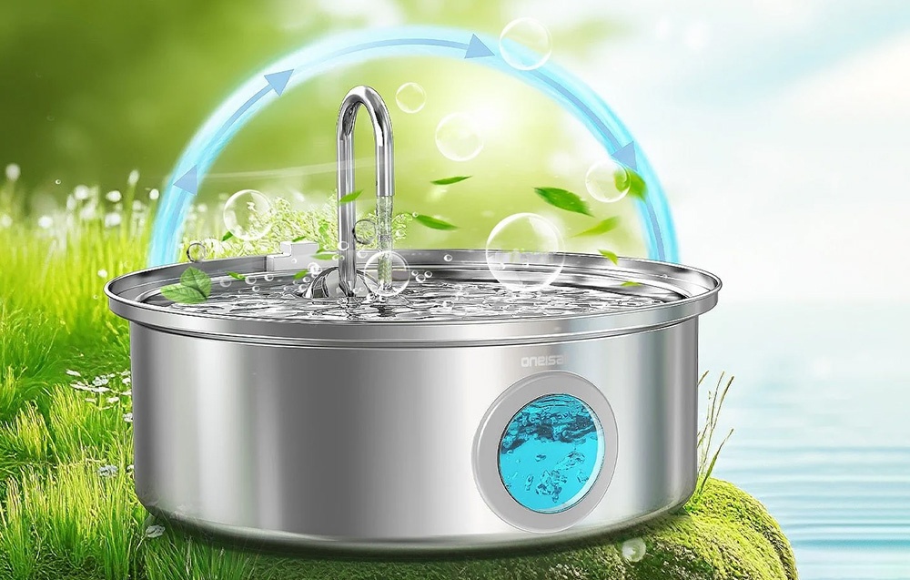 Viedā mājdzīvnieku ūdens strūklaka Oneisall PWF-002 7L Nerūsējošā tērauda (0)