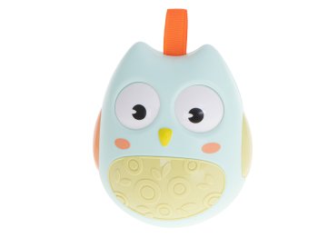 Bērnu Attīstošā Neapgāžamā Taktīlā Maņu Rotaļlieta Grabulis "Pūce", Gaiši zils | Kid's Tumbler Toy Rattle "Owl"
