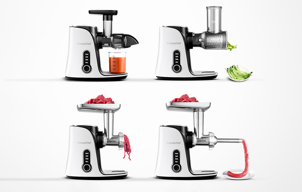 Lēnā sulu spiede AMZCHEF GM3001-WT Cold Press Balta (2)