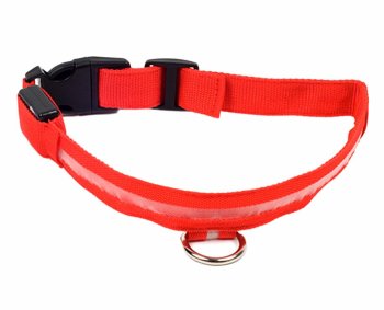Spīdoša LED kaklasiksna sunim 46-54 cm, sarkana