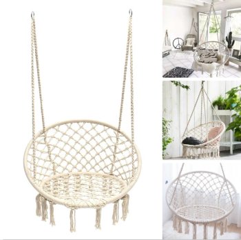 Dārza Mājas Šūpuļtīkls Šūpoles Krēsls no Pītām Virvēm "Stārķa ligzda" | Garden Hammock Chair Swing