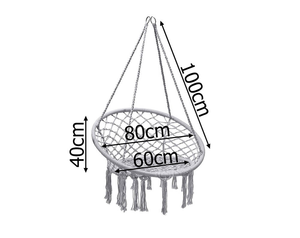 Karājamais krēsls šūpuļtīkls boho stilā "stārķa ligzda" mājai un dārzam, pelēks (2)