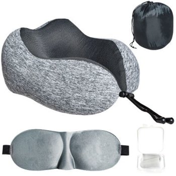 Ceļojumu Tūrisma Komplekts - spilvens, miega maska, ausu aizbāžņi | Travel Kit with Pillow, Sleep Mask and Earplugs