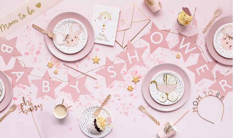 Baneris Baby Shower zvaigznīšu virtene 290 cm, gaiši rozā (0)