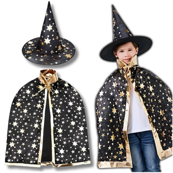 "Burvis" Helovīna Bērnu Kostīms (apmetnis + cepure) | Kids Halloween Costume