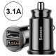 Baseus Grain Mini Car Charger 2x USB 5V, black - divu portu auto ladētājs