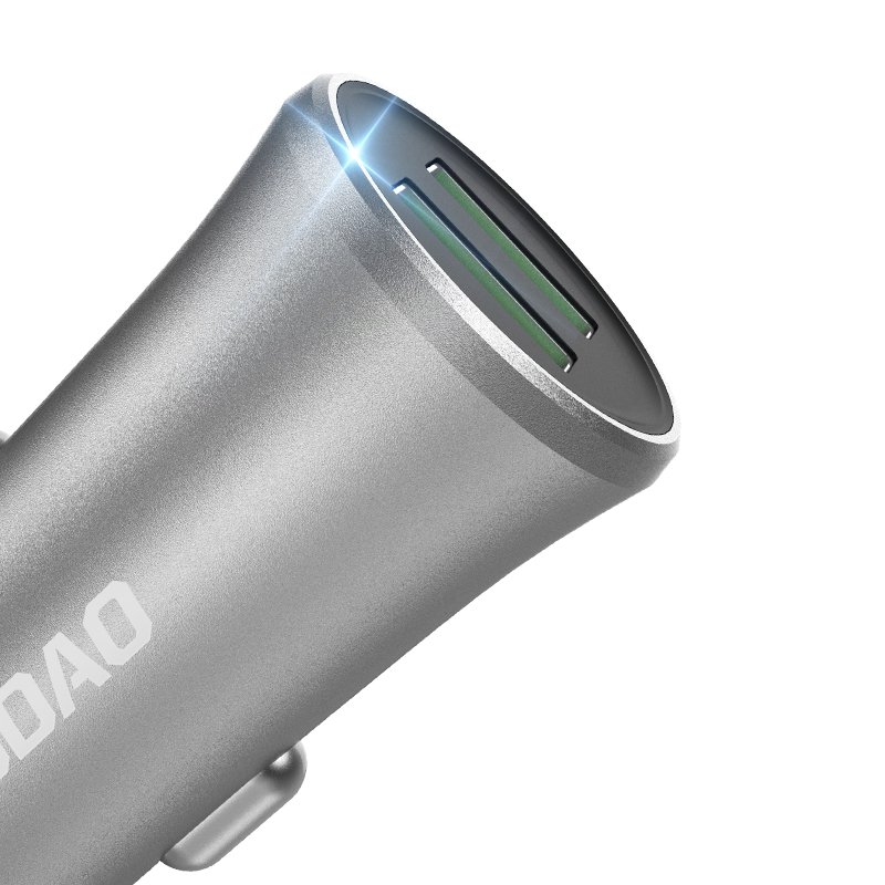 Dudao 3,4A Universal Smart Car Charger 2x USB, Silver | Automašīnas Telefona Lādētājs (0)