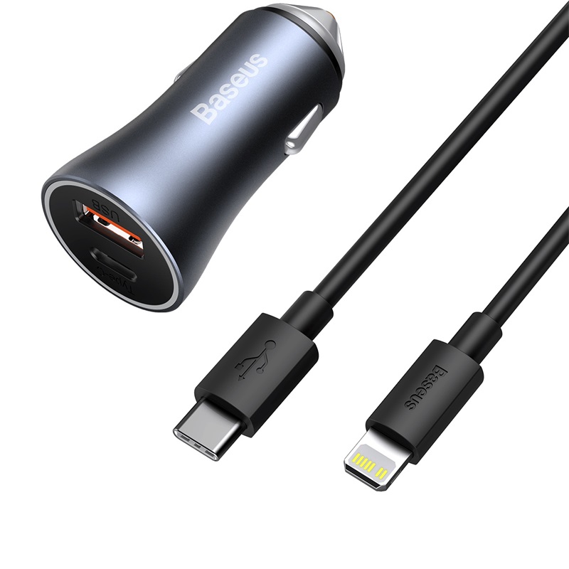 Baseus Golden Contactor Pro ātra automašīnas lādētājs USB Type C / USB 40W Power Delivery 3.0 Quick Charge 4+ SCP... (0)