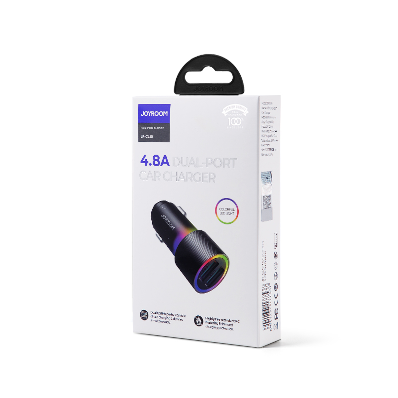 Joyroom automašīnas lādētājs 2 x USB ar apgaismojumu 24W melns (JR-CL10) | Phone Car Charger (3)