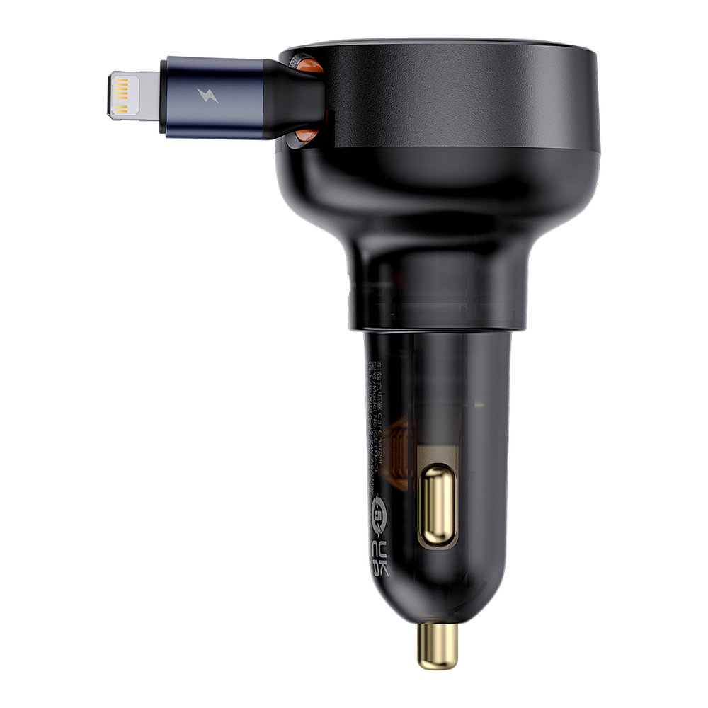 Baseus Enjoyment Pro USB-C (sieviešu) / Lightning (vīriešu) 60W auto lādētājs - melns | Phone Car Charger (3)